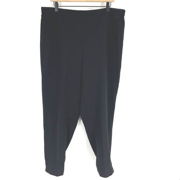 Chicos Pants Size 3 Womens XL Black Crepe Ankle Pull On Pockets Career Stretch - Picture 1 of 8